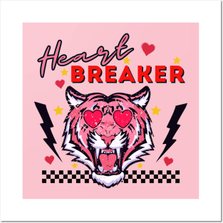 Retro Anti-Valentines Day Heart Breaker 80s 90s Leopard Posters and Art